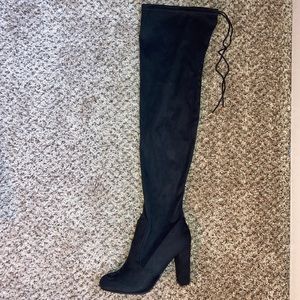 Thigh high suede boots